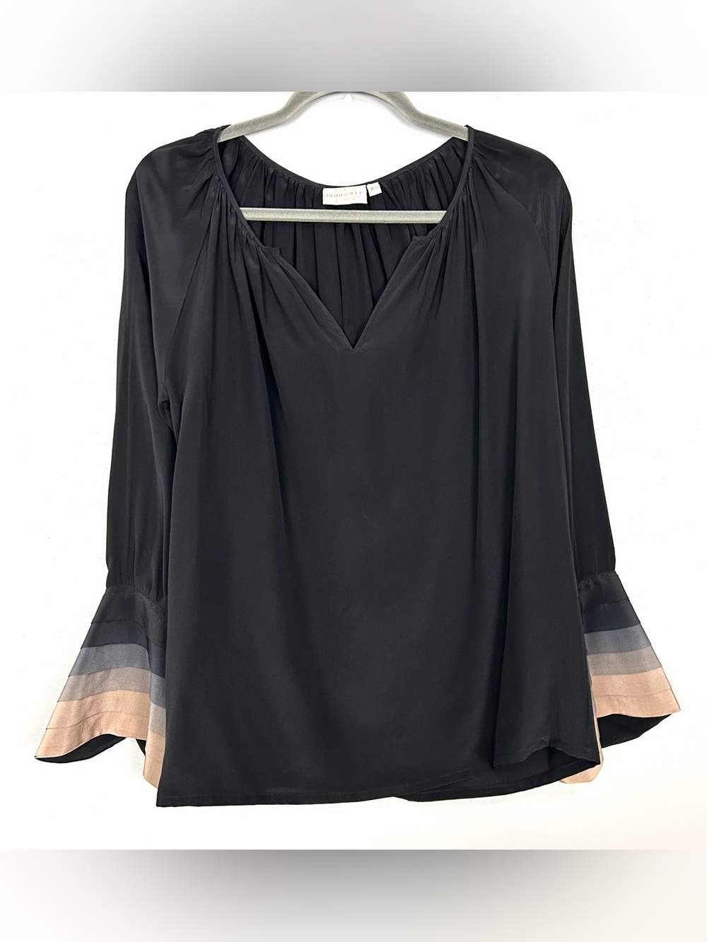 Rungolee Silk Flared-Cuff Blouse Women’s Size XS Peasant Boho Relaxed Fit Ombré